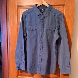 Men’s Dusty Blue Pin Stripped long sleeve Shirt -Size XL